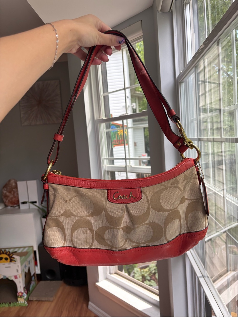 Coach Park Signature East West Duffle Khaki Signature Shoulder Bag in Orange